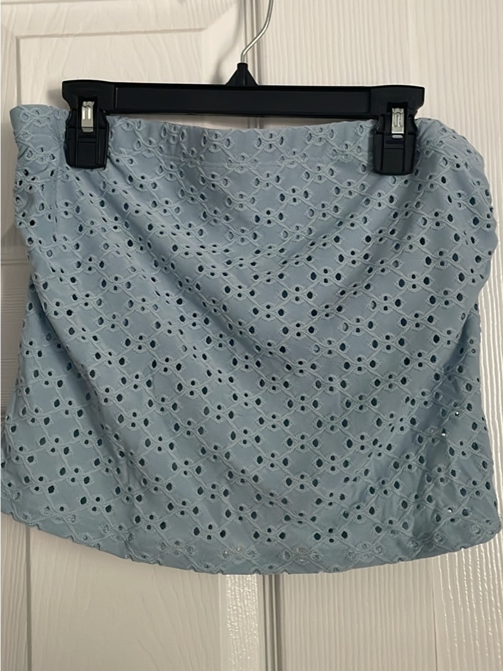 Light Blue Eyelet Mini Skirt